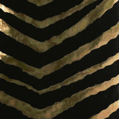 Zebra Stripes - Gold Mylar and Black Velvet Wallpaper