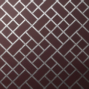 Bamboo Lattice on Silver Leaf - Brown Silver Wallpaper