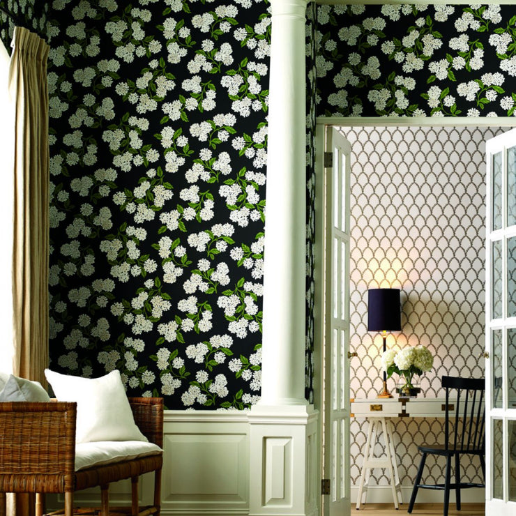 Hydrangea Wallpaper - Black/White