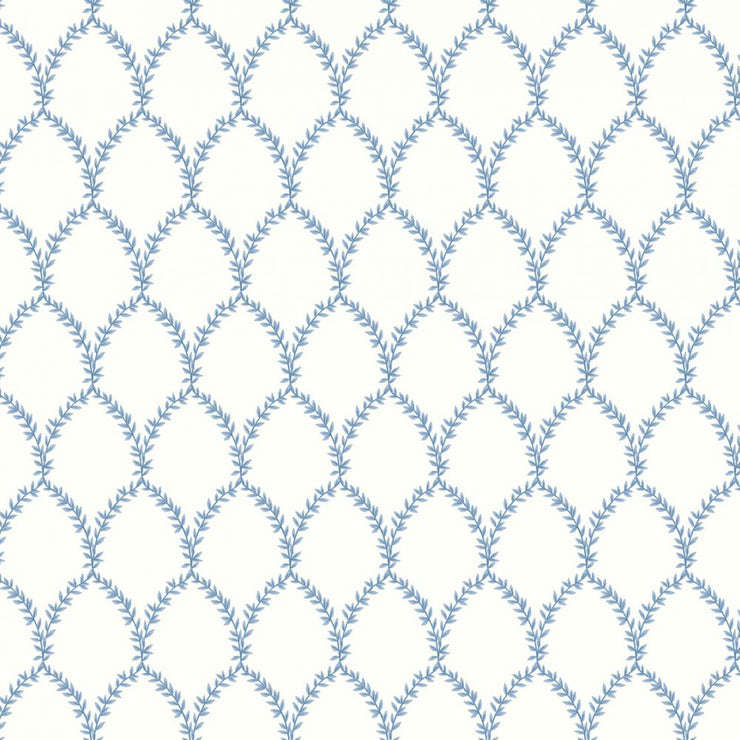 Laurel Wallpaper - Blue/White Wallpaper