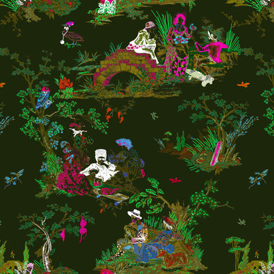 Flowerboy Toile - Jungle Boom Wallpaper