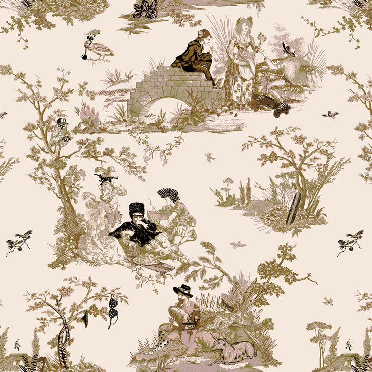 Flowerboy Toile - Peach Fuzz Wallpaper