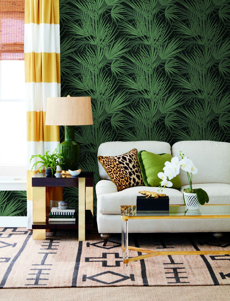 Palmetto Wallpaper - Black/Green