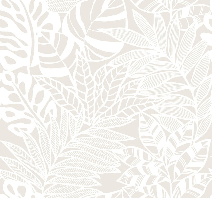 Jungle Leaves Wallpaper - White Wallpaper