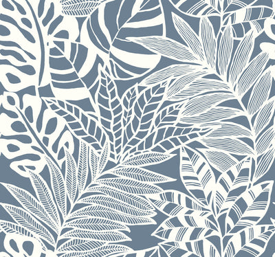 Jungle Leaves Wallpaper - Blue Wallpaper