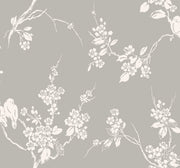 Imperial Blossoms Branch Wallpaper - Gray/White Wallpaper
