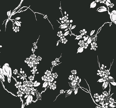 Imperial Blossoms Branch Wallpaper - Black/White Wallpaper