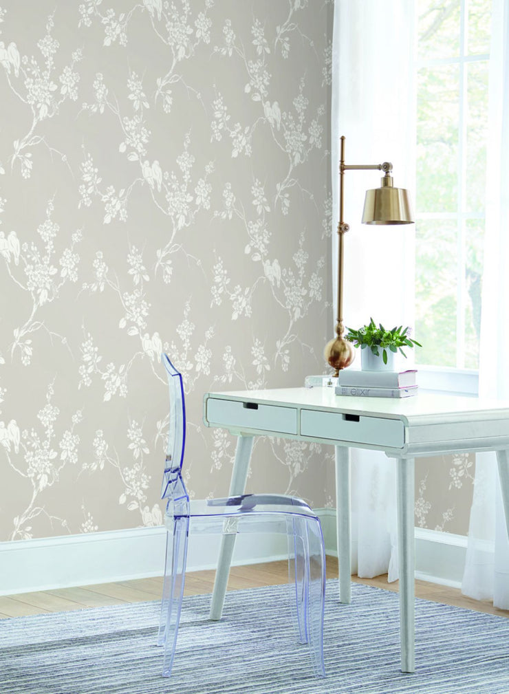 Imperial Blossoms Branch Wallpaper - Taupe