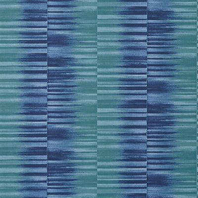 Mekong Stripe - Turquoise and Navy Wallpaper