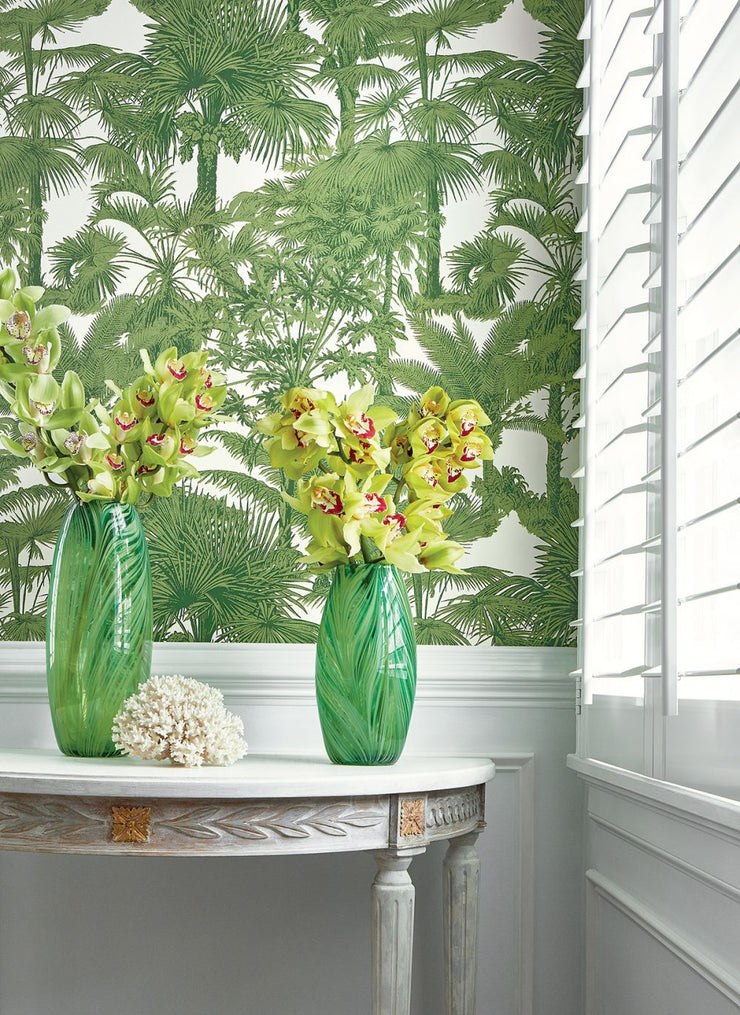 Palm Botanical Wallcovering - Emerald Green