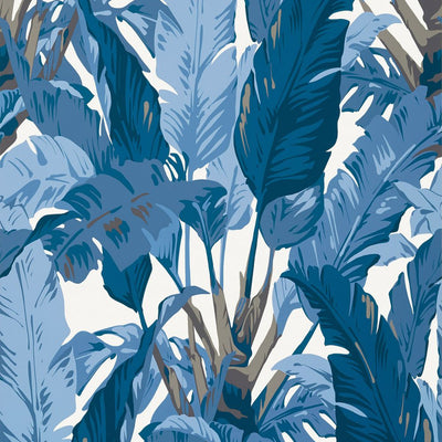 Travelers Palm - Navy and White Wallpaper