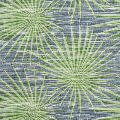 Palm Frond - Navy and Green Wallpaper