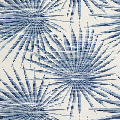 Palm Frond - Navy and White Wallpaper