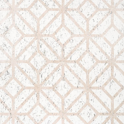Mamora Trellis Cork - White on Metallic Blush Wallpaper