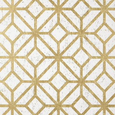 Mamora Trellis Cork - White on Metallic Gold Wallpaper