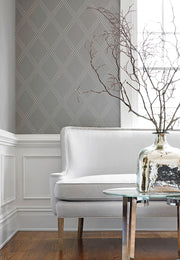 Brad Wallcovering - Silver on Charcoal