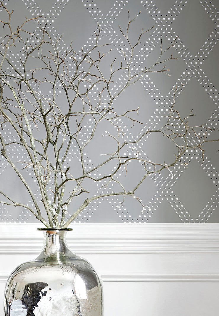 Brad Wallcovering - Silver on Charcoal