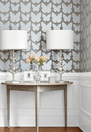 Aldora Wallcovering - Silver on Charcoal