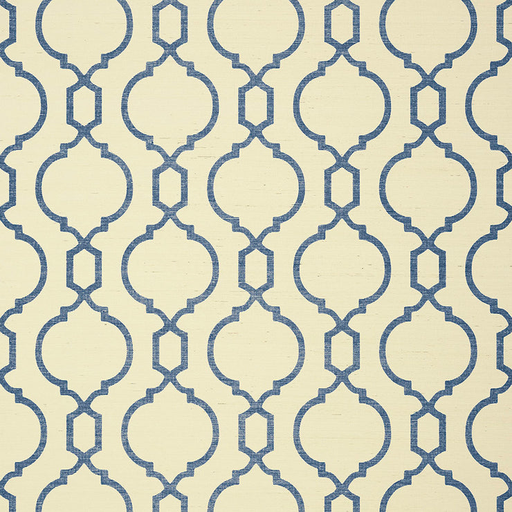 Cortney - Blue on Cream Wallpaper