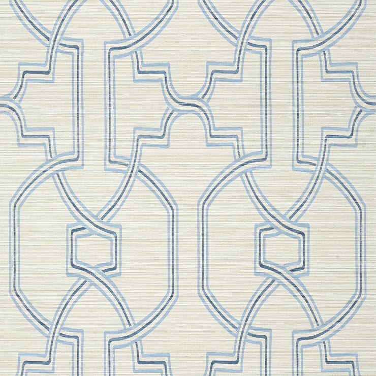 Promenade - Cream and Blue Wallpaper