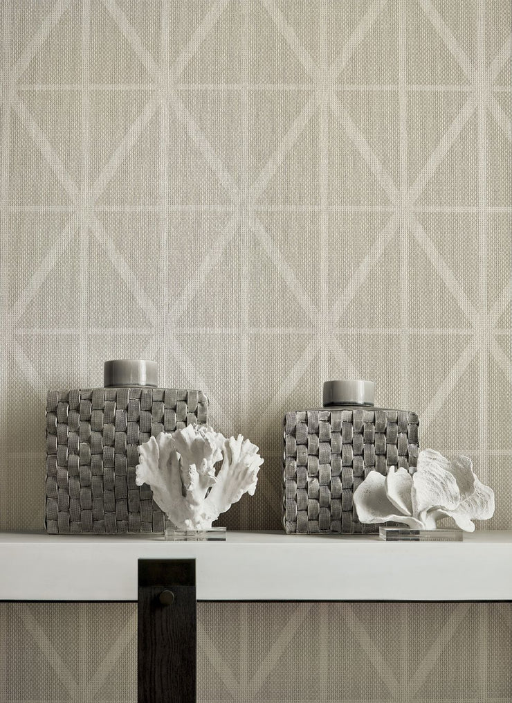 Cafe Weave Trellis Wallcovering - Putty