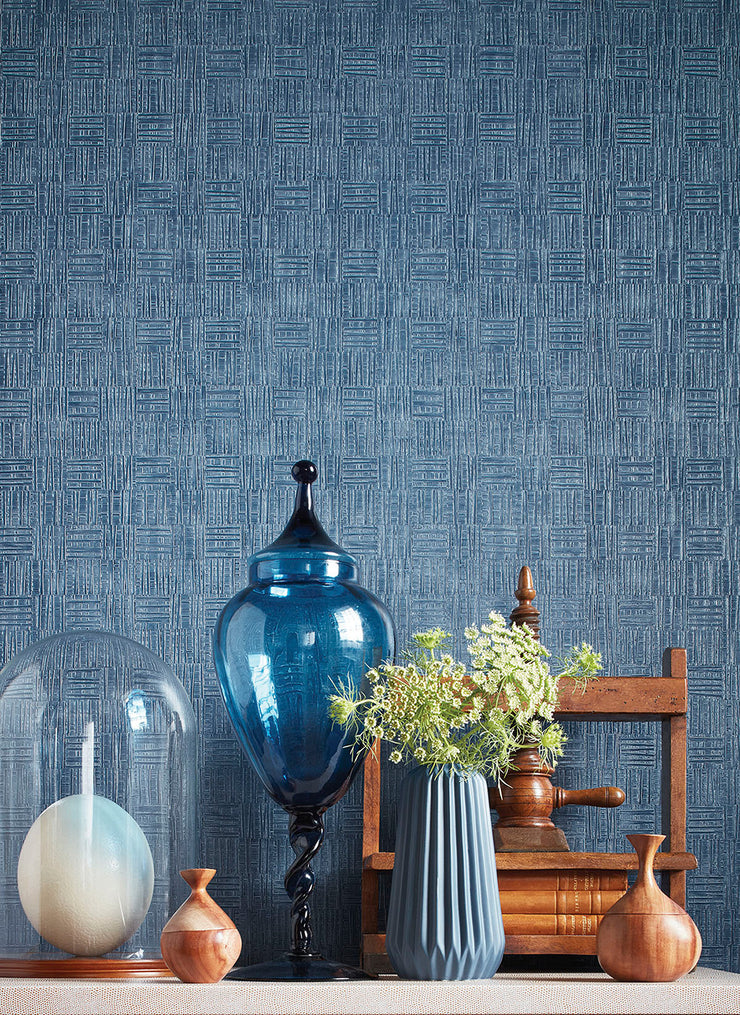 Tunica Basket Wallcovering - Navy