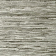 Jindo Grass - Charcoal on Metallic Silver Wallpaper