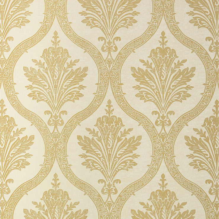 Clessidra - Metallic Gold on Cream Wallpaper