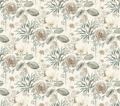 Midsummer Floral Wallpaper - Beige/Green Wallpaper