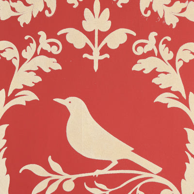 Fauna Damask - Red and Cream Wallpaper