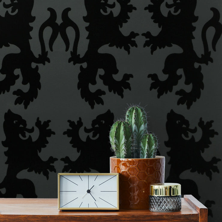 Griffons Flocked Wallcovering