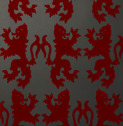 Griffons - Burgundy & Slate Wallpaper