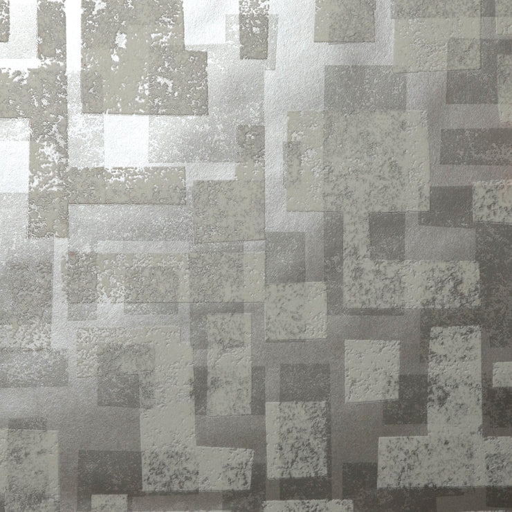 Retro Blocks - White & Silver Wallpaper